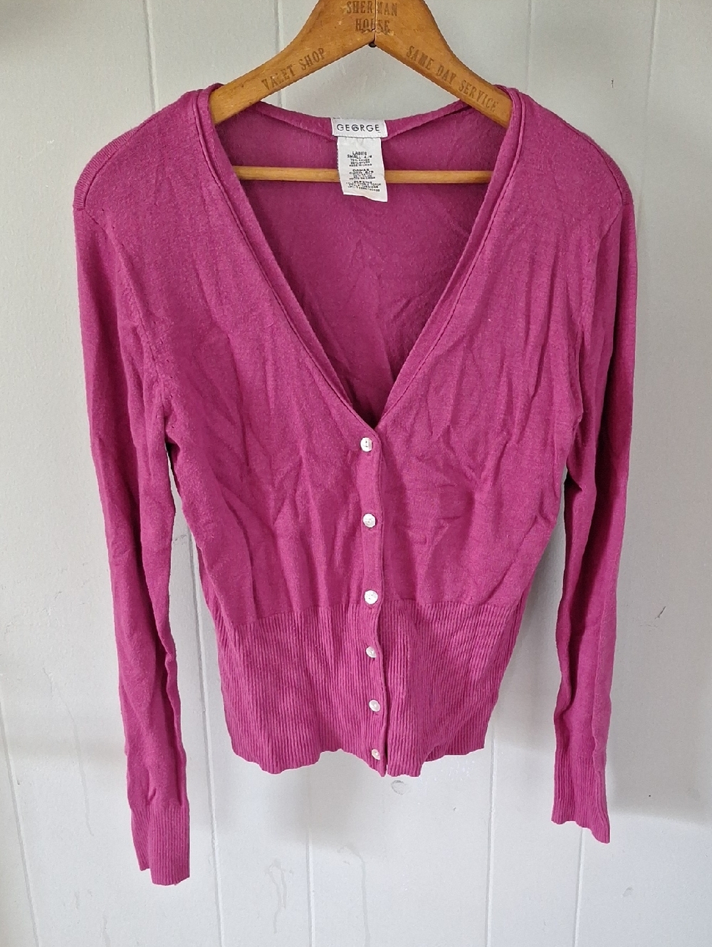 George Raspberry Pink V-Neck Button Cardigan